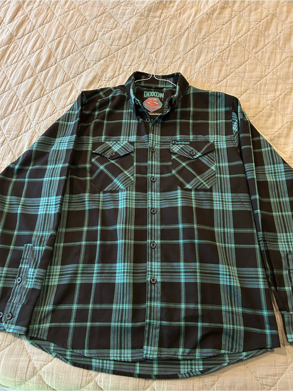 DIXXON Black and Teal Plaid Button-Down Work Shirt